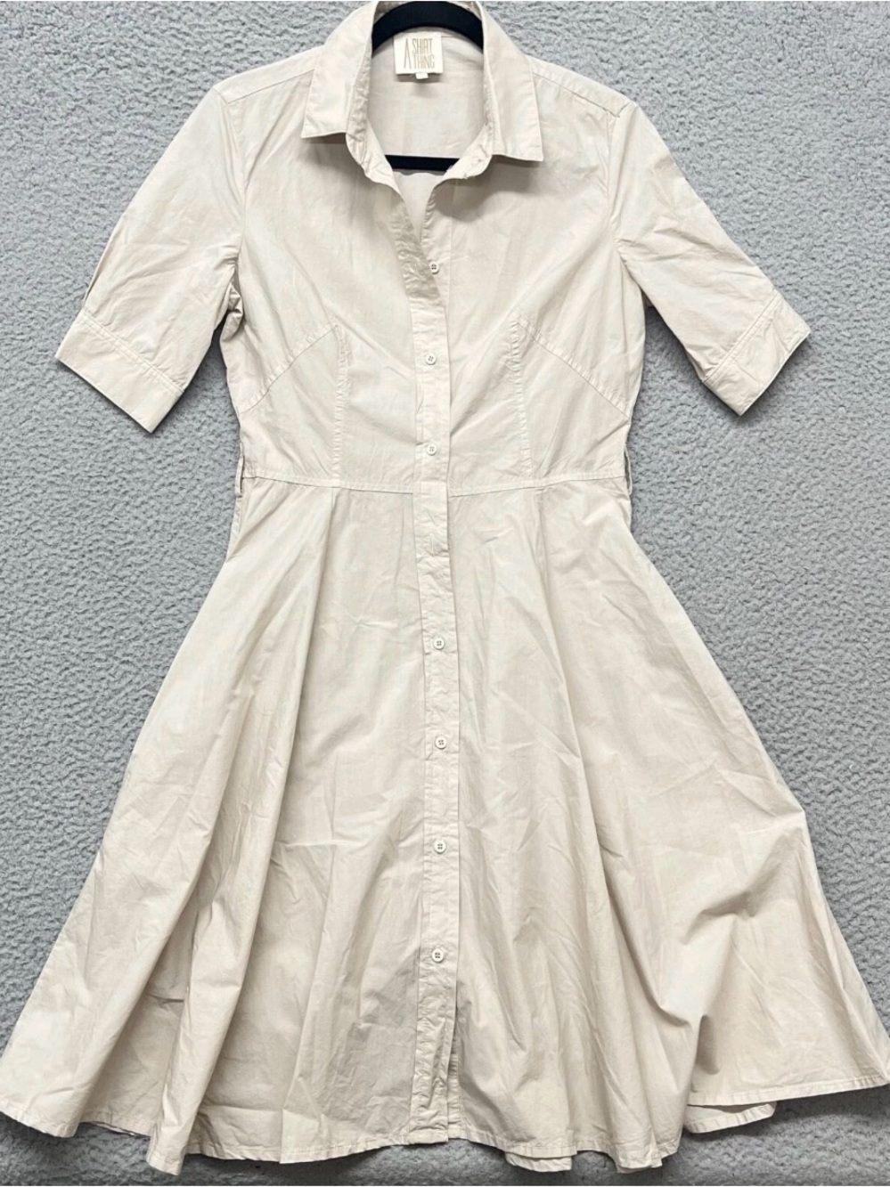 A Shirt Thing Dress Womens P (US XS) Cream Midi Minimalist Classic Preppy Button